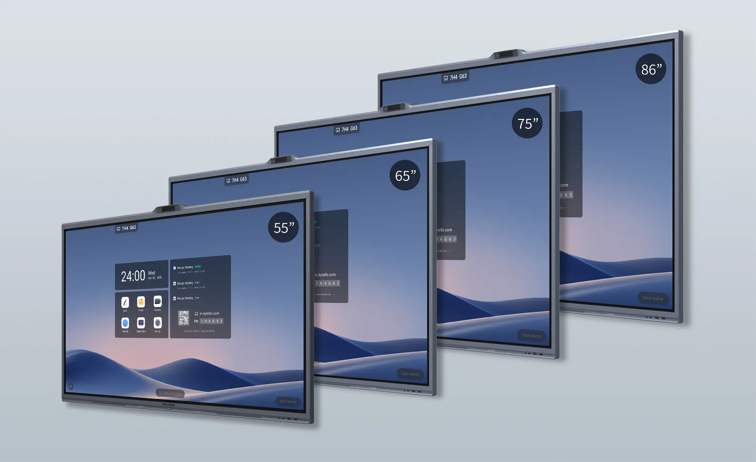 MAXHUB「All in One Meeting Board V7シリーズ」のサイズ展開